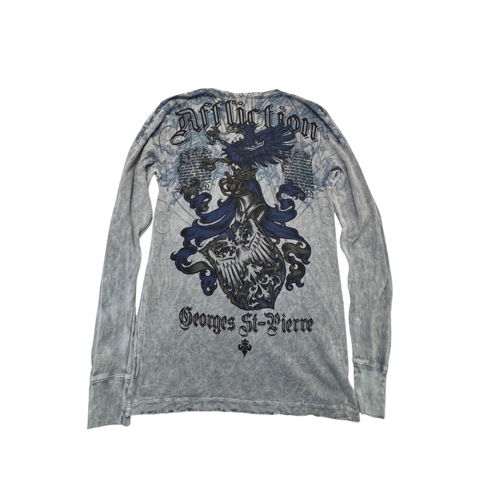 Affliction Georges St-Pierre GSP Signature Thermal Shirt Mens Large Y2K Lion